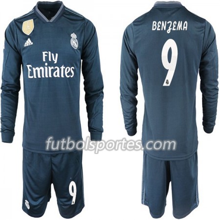 Camisetas Real Madrid BENZEMA 11 Niño Segunda Equipacion 2018/2019 Manga Larga